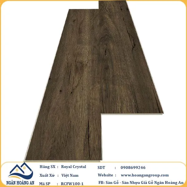 Sàn Đá Công Nghệ Giả Gỗ Hèm Khóa SPC Royal Crystal RCFW100-1 (S01)